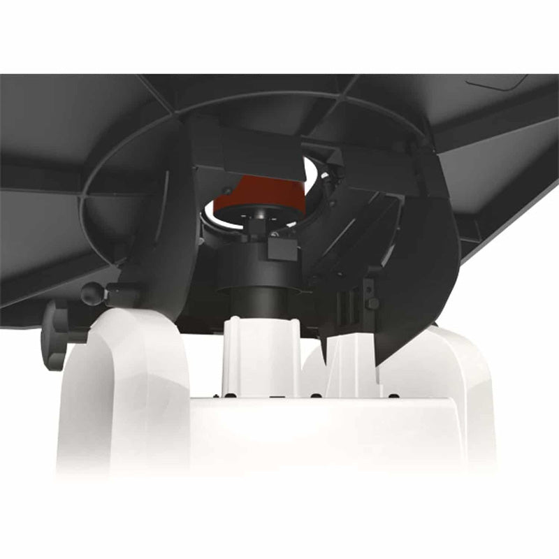 Close-up of a mechanical component with a fan and white wheels on a JET JOSS-S Oscillating Spindle Sander